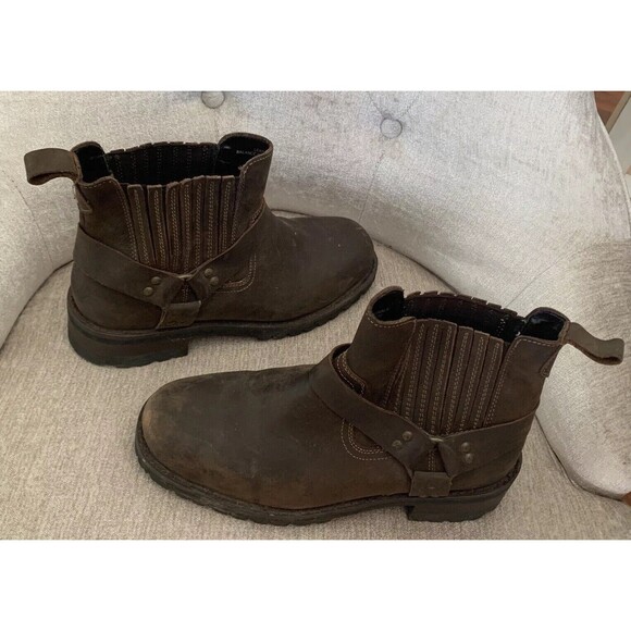 GBX Leather Boots Sz 7.5 Brown Harness Moto Boots Riding Ankle Boots Mens 42452 - Picture 8 of 9
